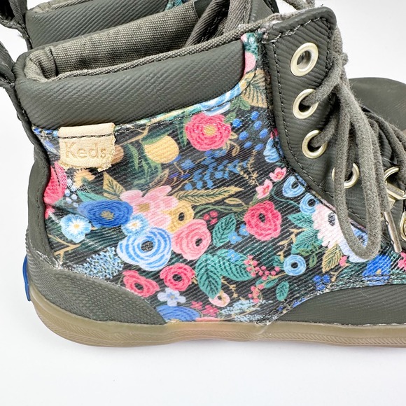 Keds x Rifle Paper Co Green Garden Party Floral Water Resistant Scout Boots US 5 - Picture 2 of 11